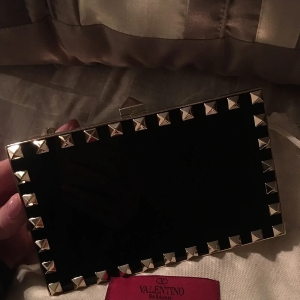 Valentino Rock Stud Metallic Crossbody Clutch NWT - Picture 3 of 4